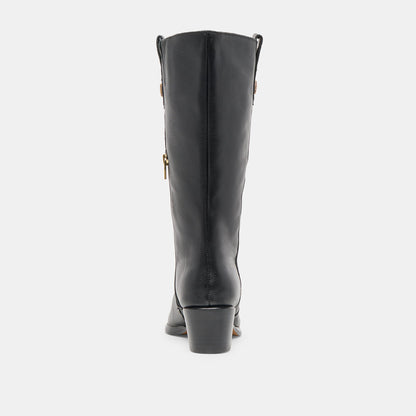 Dolce Vita Vern Black Leather Wide Calf Boots