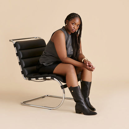 Dolce Vita Vern Black Leather Wide Calf Boots