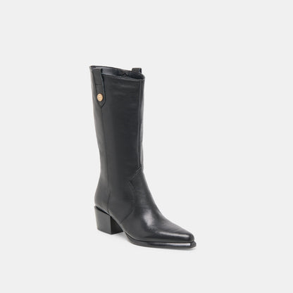 Dolce Vita Vern Black Leather Wide Calf Boots
