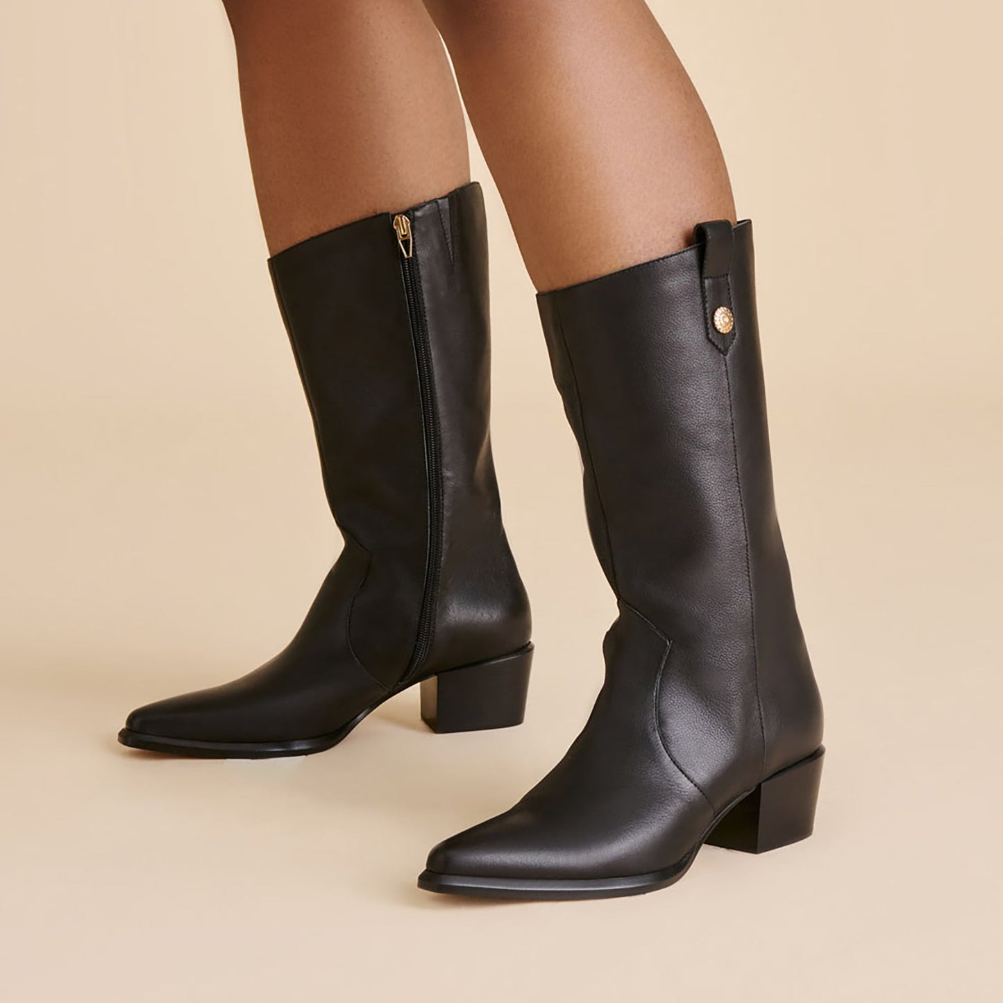 Dolce Vita Vern Black Leather Wide Calf Boots