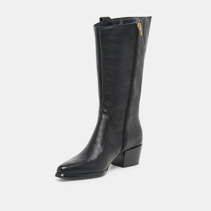 Dolce Vita Vern Black Leather Wide Calf Boots