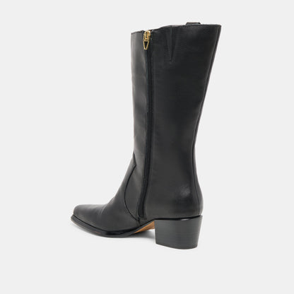 Dolce Vita Vern Black Leather Wide Calf Boots
