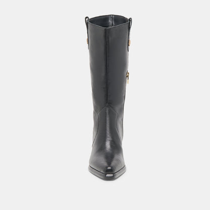 Dolce Vita Vern Black Leather Wide Calf Boots