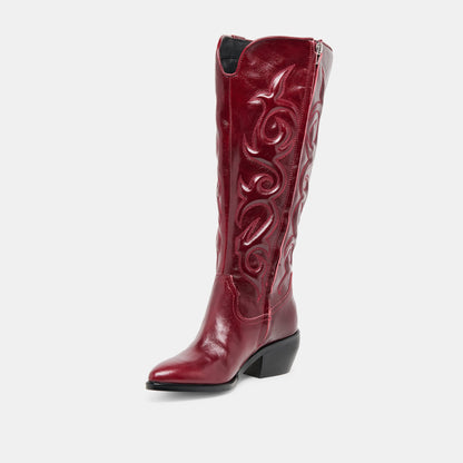 Dolce Vita Mirla Oxblood Leather Wide Calf Boots