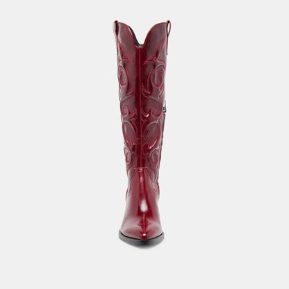Dolce Vita Mirla Oxblood Leather Wide Calf Boots