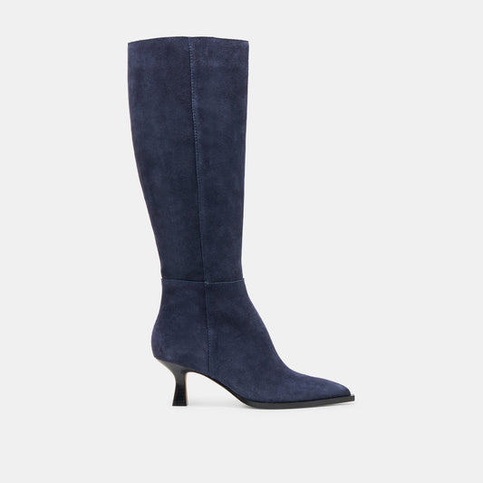 Dolce Vita Auggie Navy Suede Wide Calf Boots