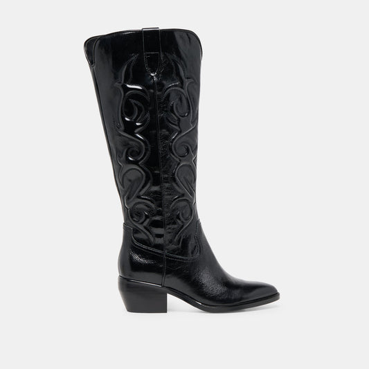Dolce Vita Mirla Black Leather Wide Calf Boots