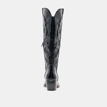 Dolce Vita Mirla Black Leather Wide Calf Boots