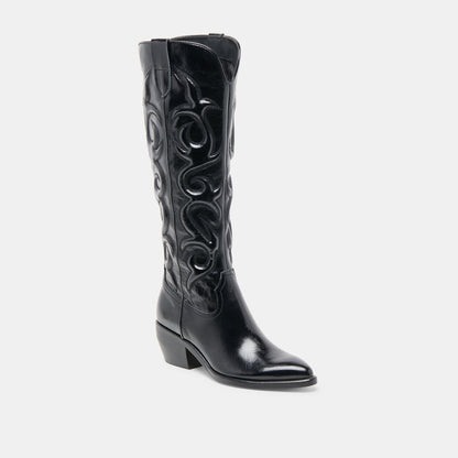 Dolce Vita Mirla Black Leather Wide Calf Boots
