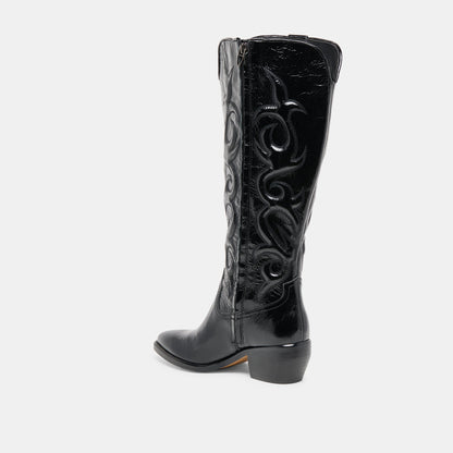 Dolce Vita Mirla Black Leather Wide Calf Boots