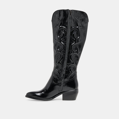 Dolce Vita Mirla Black Leather Wide Calf Boots