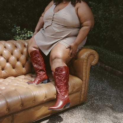 Dolce Vita Mirla Oxblood Leather Extra Wide Calf Boots