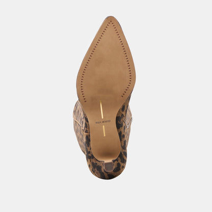 Dolce Vita Aldy Brown Leopard Printed Suede Wide Calf Boots