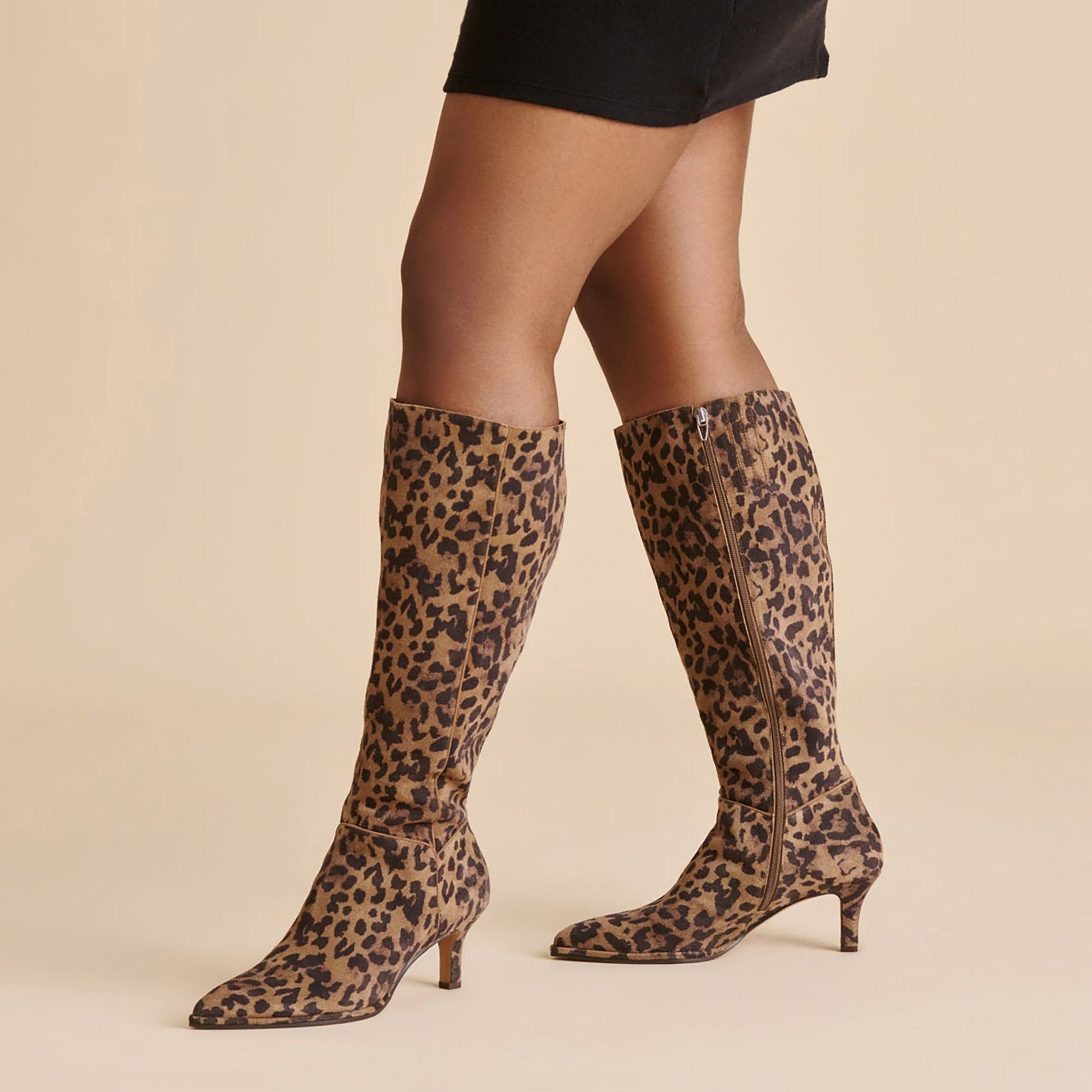 Dolce Vita Aldy Brown Leopard Printed Suede Wide Calf Boots