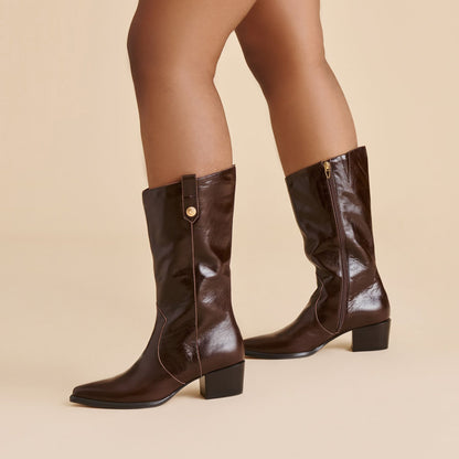 Dolce Vita Vern Chocolate Leather Wide Calf Boots