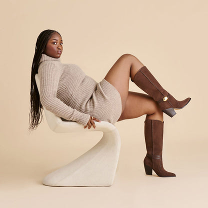 Dolce Vita Jody Dk Brown Suede Wide Calf Boots