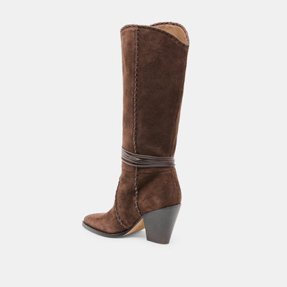 Dolce Vita Jody Dk Brown Suede Wide Calf Boots