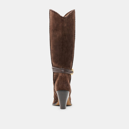 Dolce Vita Jody Dk Brown Suede Wide Calf Boots