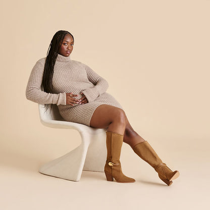 Dolce Vita Jody Lt Brown Suede Wide Calf Boots