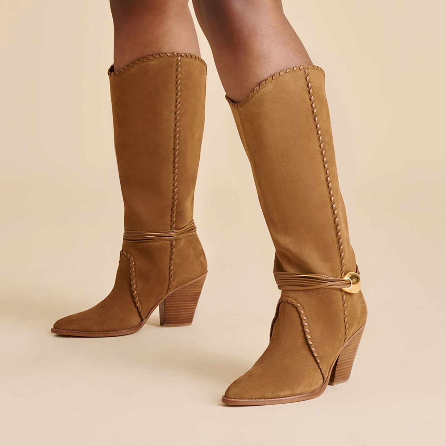 Dolce Vita Jody Lt Brown Suede Wide Calf Boots