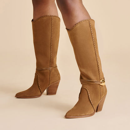Dolce Vita Jody Lt Brown Suede Wide Calf Boots