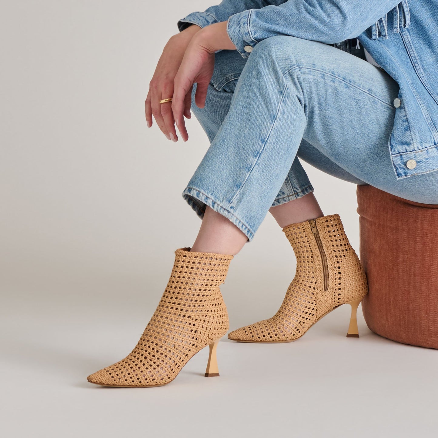 Dolce Vita Lonni Tan Woven Leather Booties