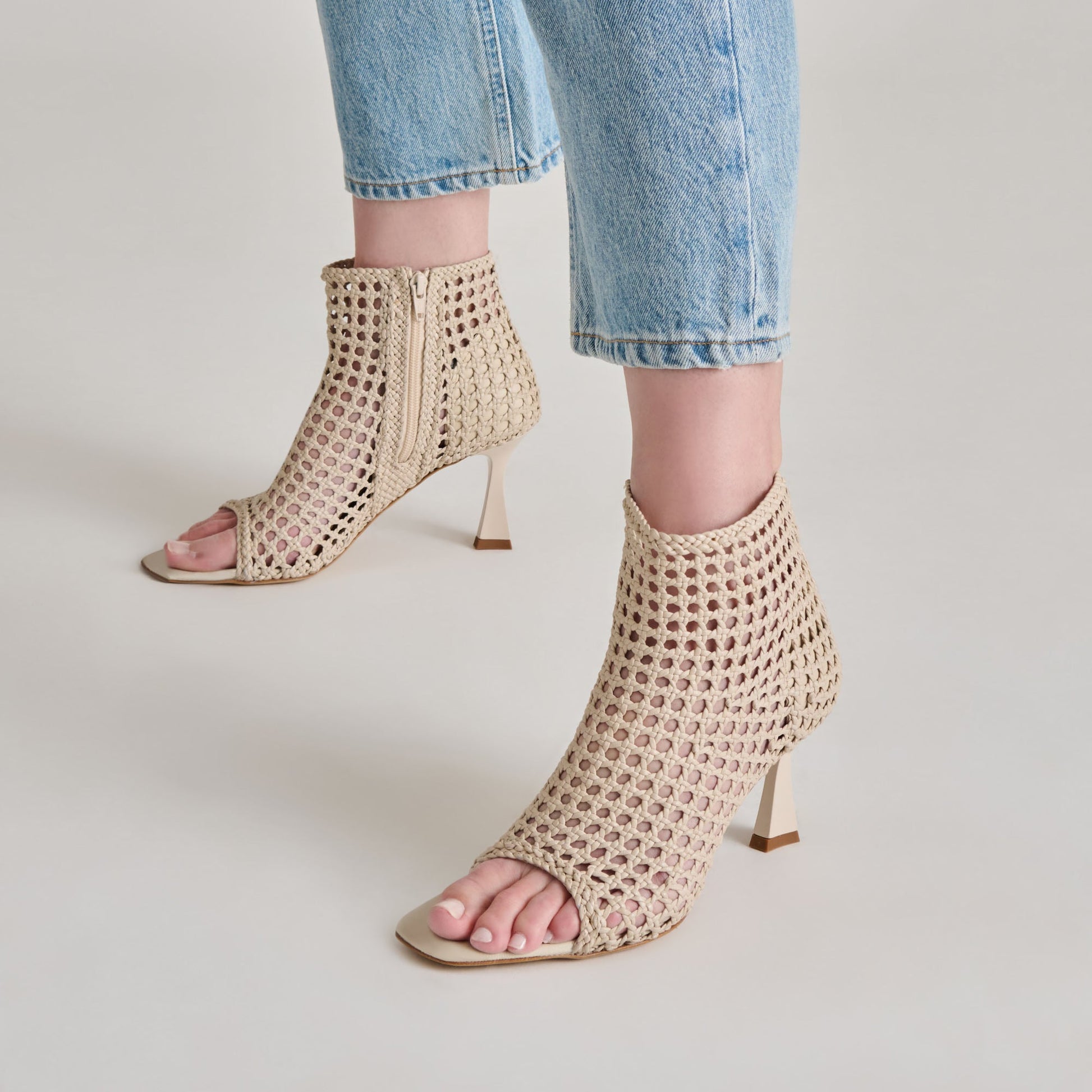 Dolce Vita Quin Bone Woven Leather Heels