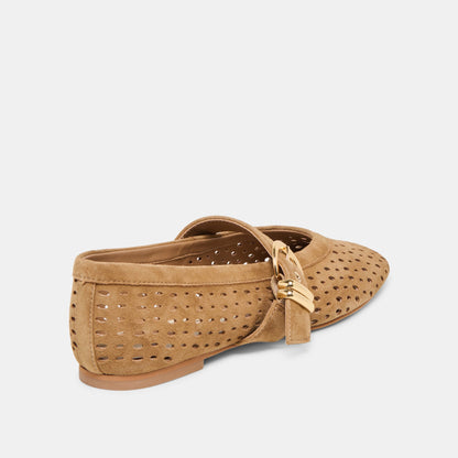 Dolce Vita Mikel Lt Brown Perforated Suede Ballet Flats