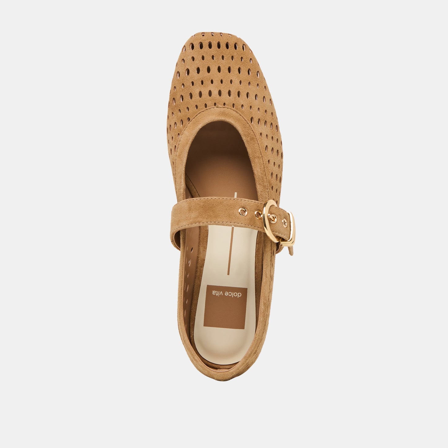 Dolce Vita Mikel Lt Brown Perforated Suede Ballet Flats