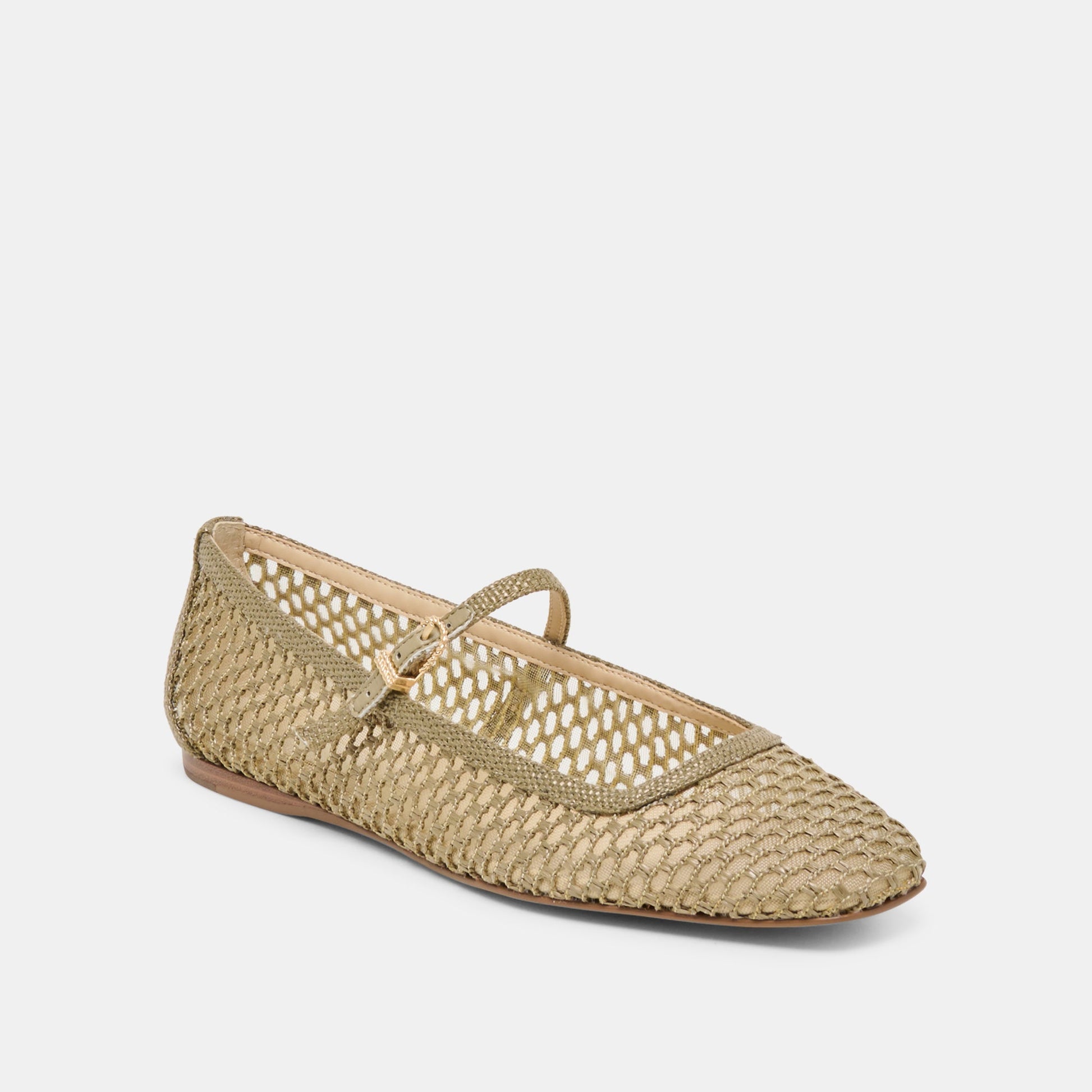 Dolce Vita Reyes Olive Woven Raffia Ballet Flats