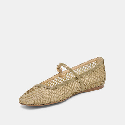 Dolce Vita Reyes Olive Woven Raffia Ballet Flats