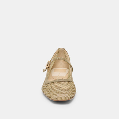 Dolce Vita Reyes Olive Woven Raffia Ballet Flats