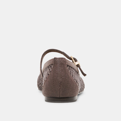 Dolce Vita Reyes Chocolate Woven Raffia Ballet Flats