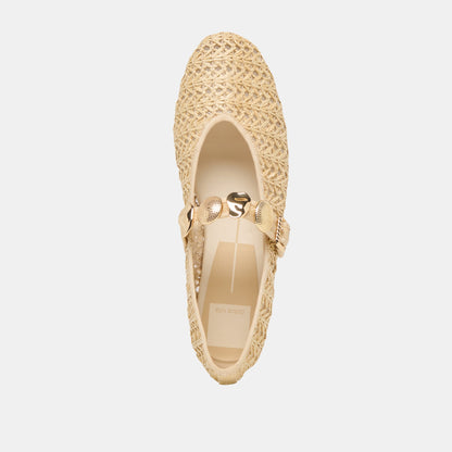 Dolce Vita Relan Natural Cross Hatch Raffia Ballet Flats