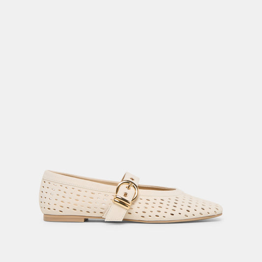 Dolce Vita Mikel Creme Perforated Suede Ballet Flats