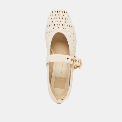 Dolce Vita Mikel Creme Perforated Suede Ballet Flats
