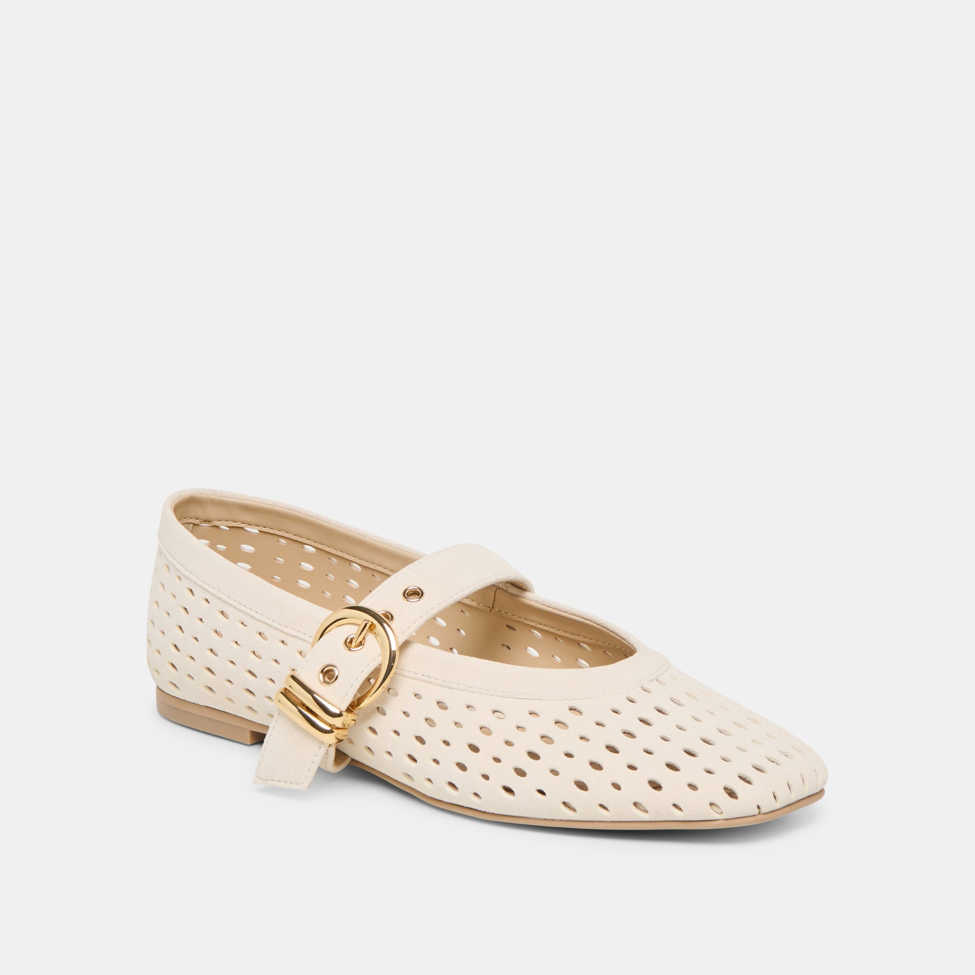 Dolce Vita Mikel Creme Perforated Suede Ballet Flats