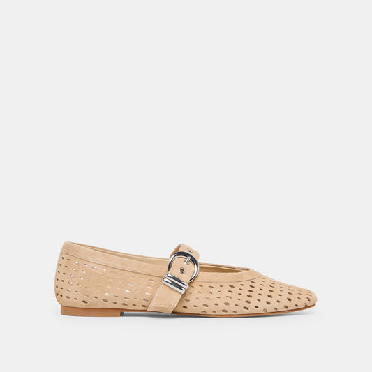 Dolce Vita Mikel Camel Perforated Suede Ballet Flats