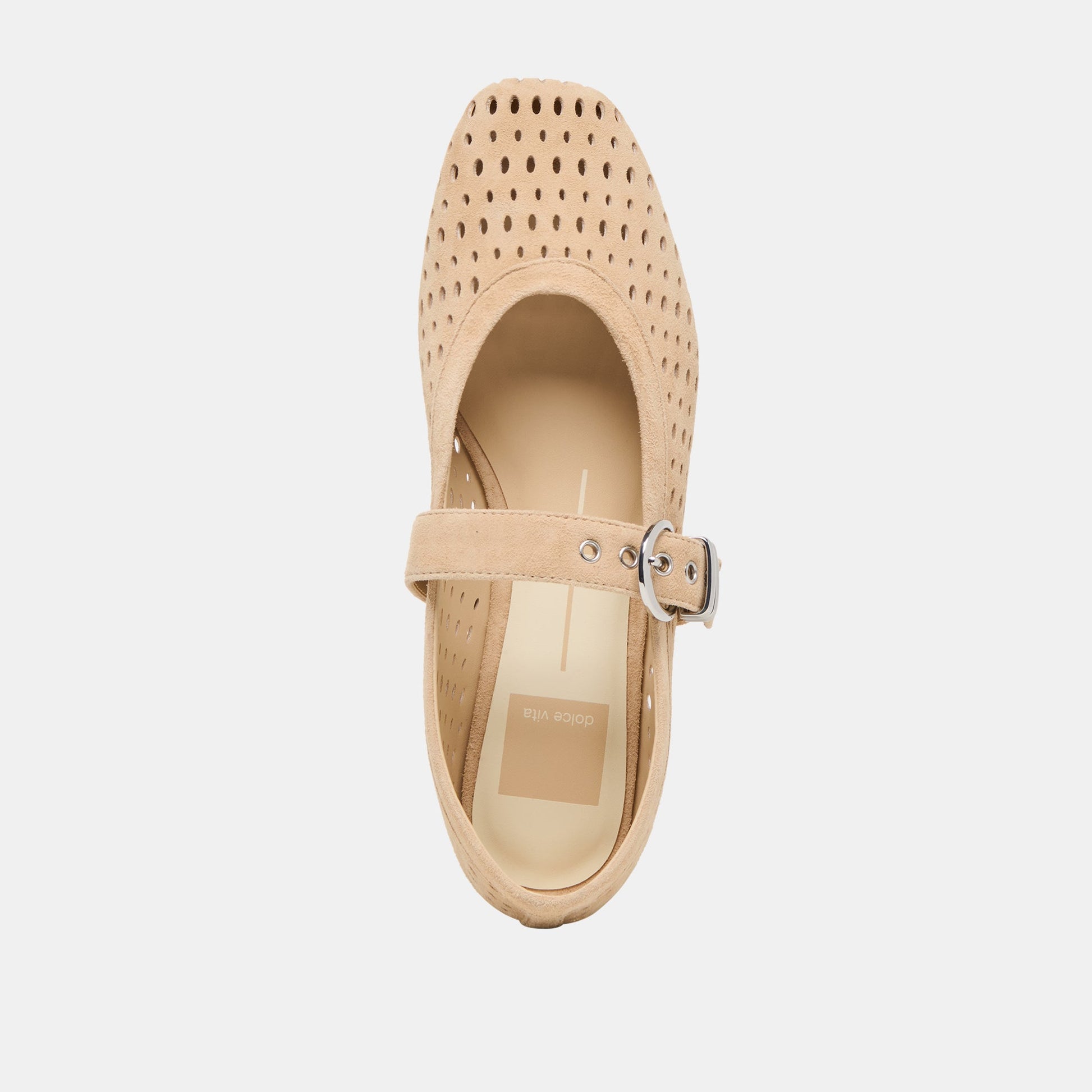 Dolce Vita Mikel Camel Perforated Suede Ballet Flats