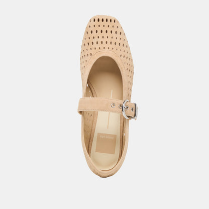 Dolce Vita Mikel Camel Perforated Suede Ballet Flats