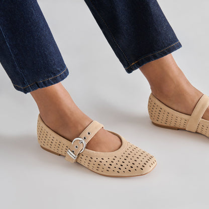 Dolce Vita Mikel Camel Perforated Suede Ballet Flats