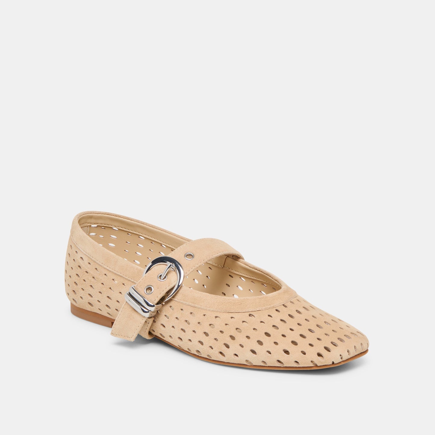 Dolce Vita Mikel Camel Perforated Suede Ballet Flats
