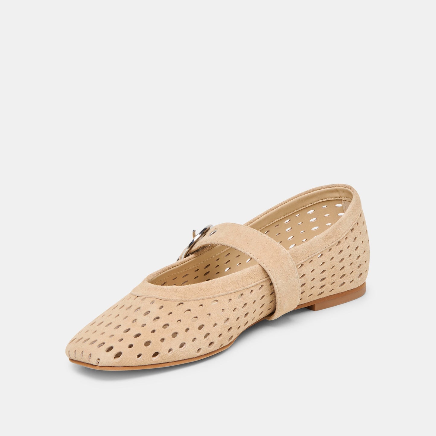 Dolce Vita Mikel Camel Perforated Suede Ballet Flats