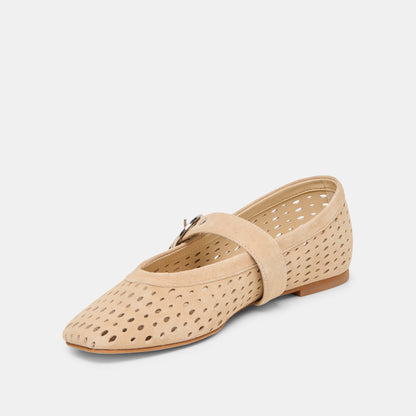 Dolce Vita Mikel Camel Perforated Suede Ballet Flats