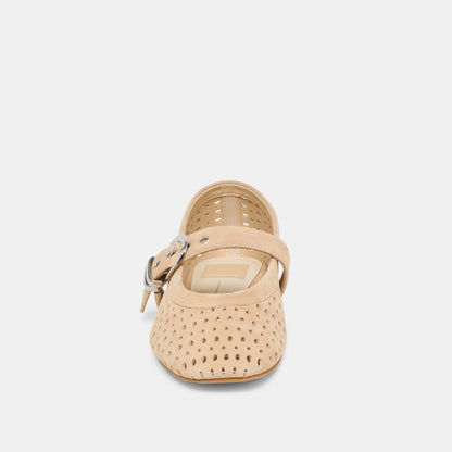 Dolce Vita Mikel Camel Perforated Suede Ballet Flats