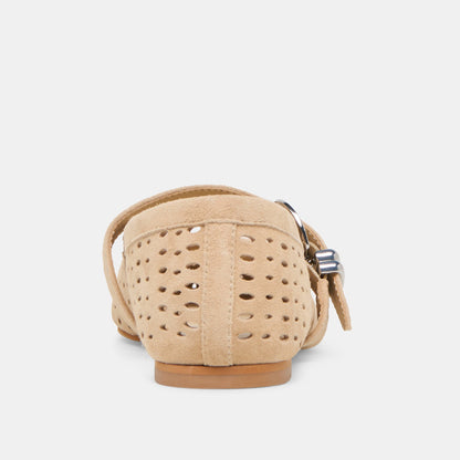 Dolce Vita Mikel Camel Perforated Suede Ballet Flats