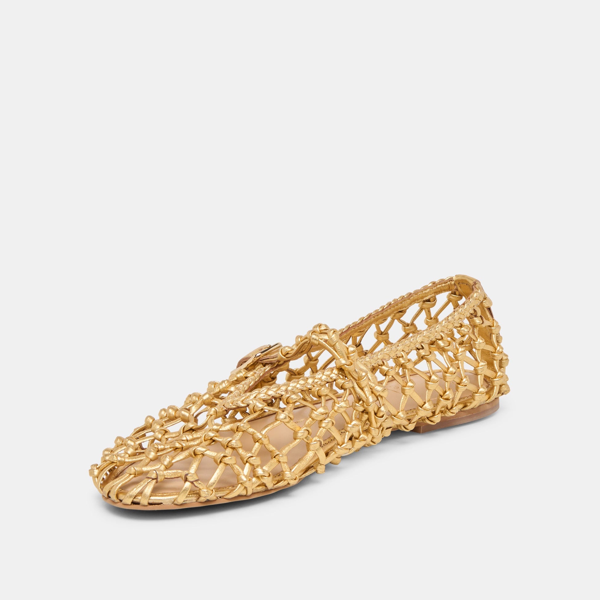 Dolce Vita Clair Gold Woven Leather Ballet Flats