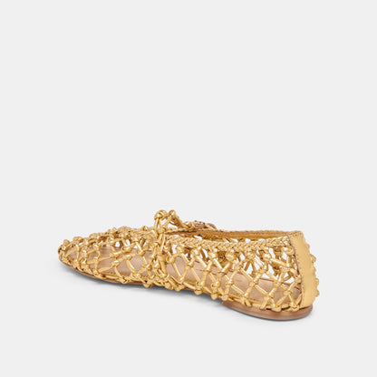 Dolce Vita Clair Gold Woven Leather Ballet Flats