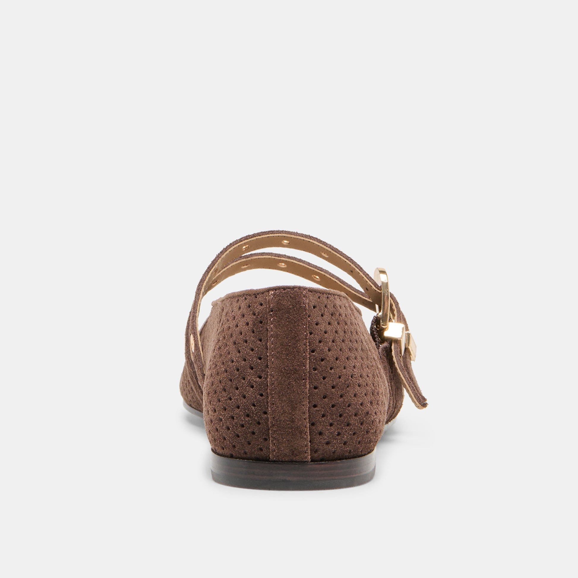 Dolce Vita Baylee Grommet Dk Brown Perforated Suede Ballet Flats
