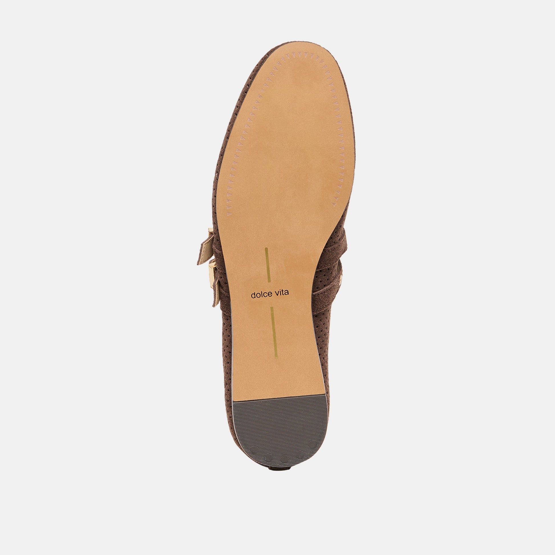 Dolce Vita Baylee Grommet Dk Brown Perforated Suede Ballet Flats